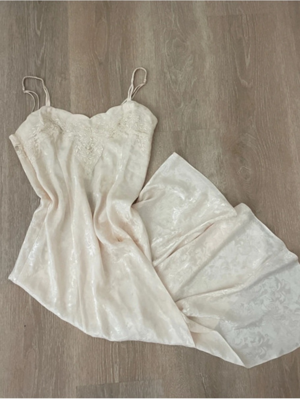Victoria's Secret Cream Lace-Trim Slip Dress